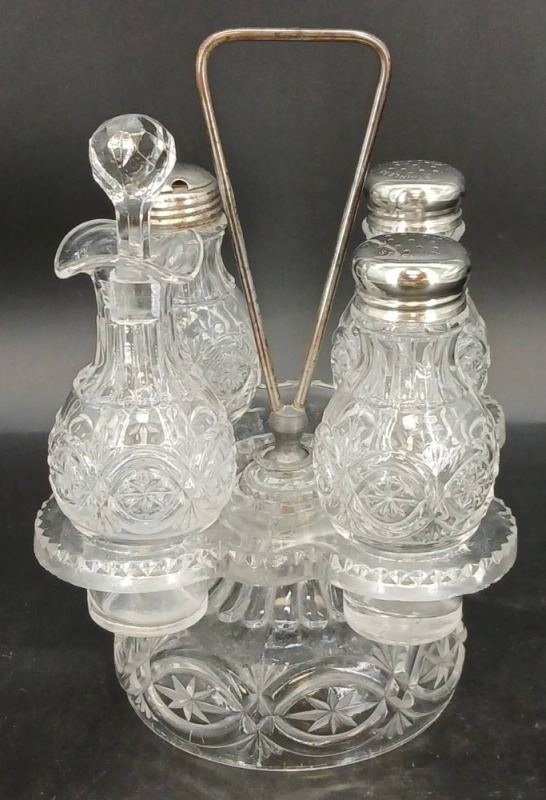 EAPG Castor Set With Glass Stand