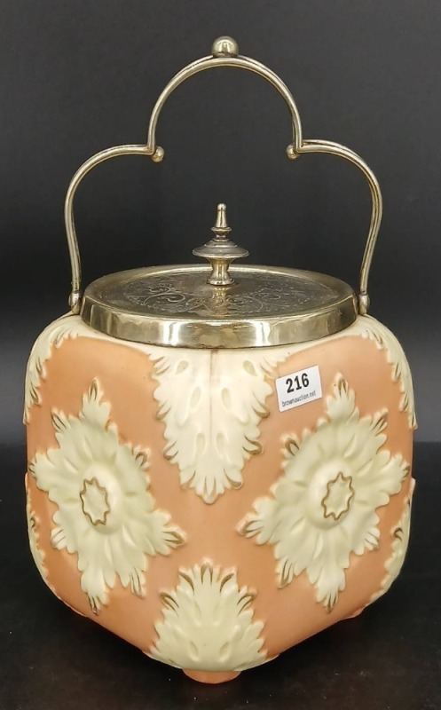 English Lockett & Co Biscuit Barrel with Silver Lid