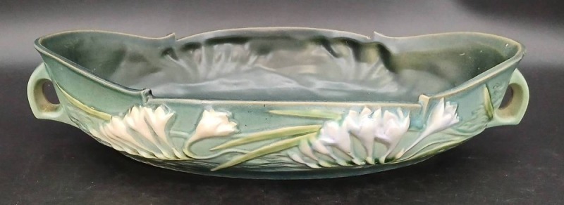 Roseville Pottery Freesia Green Console Bowl