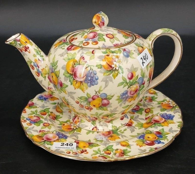 Royal Winton Evesham Chintz Teapot and Plate