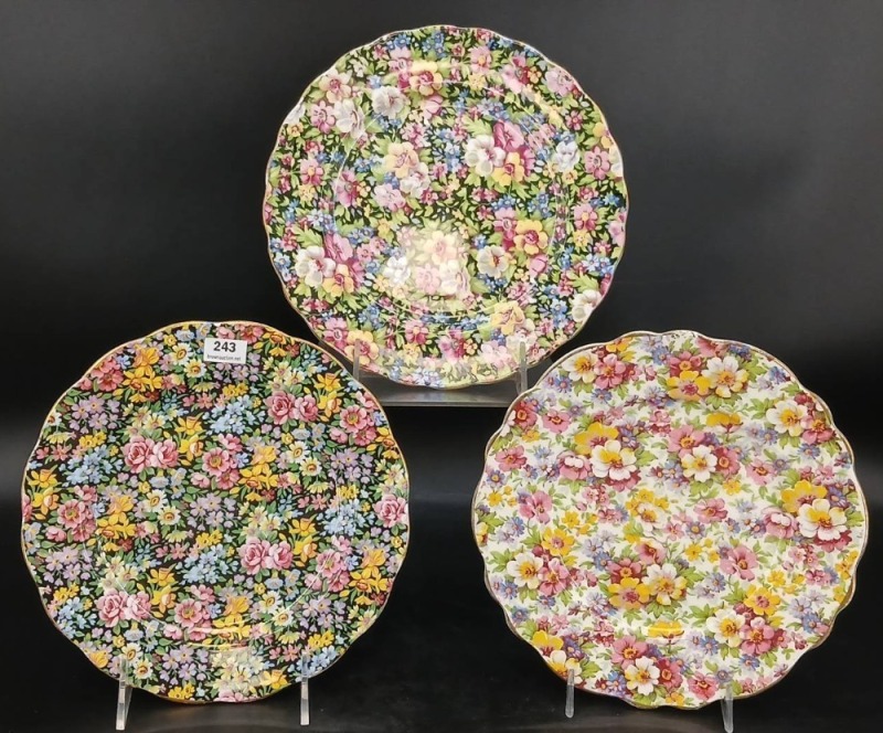 (3) Chintz Bone China Plates