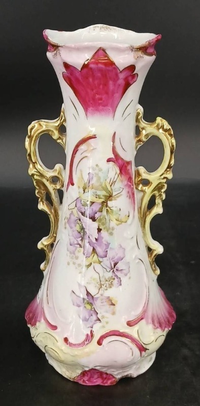Porcelain Vase with Floral Motif and Gilt