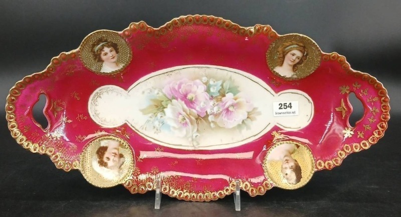 RS Prussia Porcelain Celery Tray with Portraits , red mark