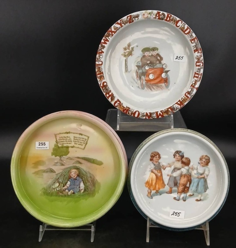 (3) German Scenic Baby Dishes