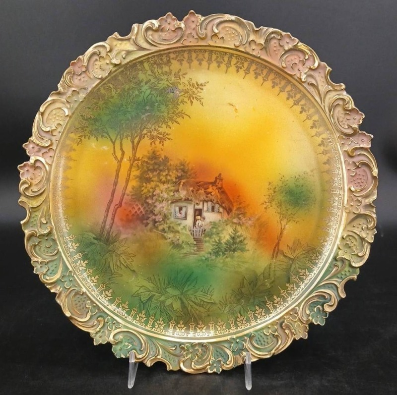 Decorative Porcelain Plate With Cottage Scene