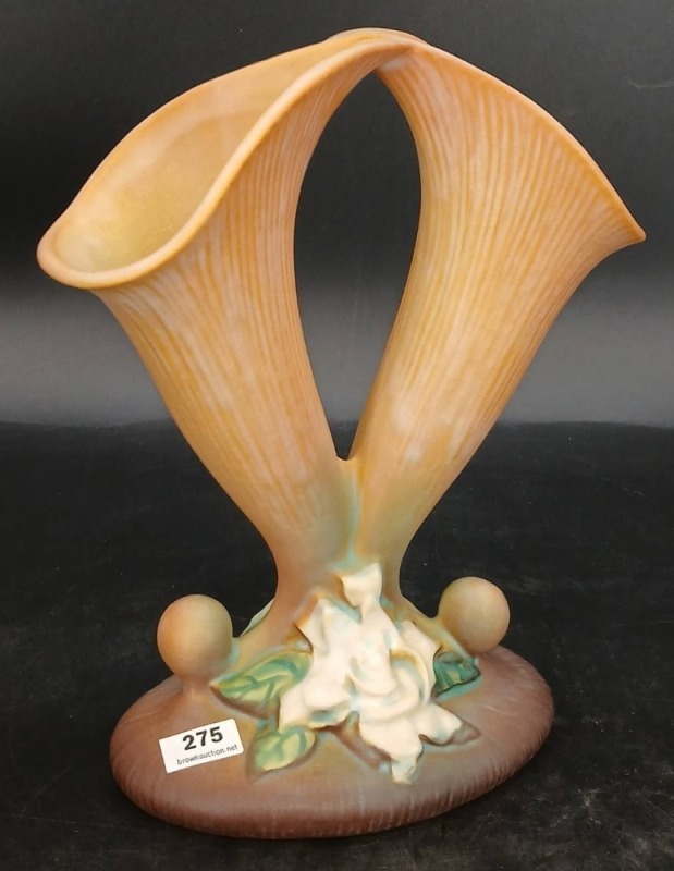 Roseville Pottery Gardenia Double Cornucopia Vase