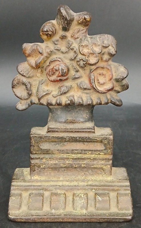 Cast Iron Flower Basket Doorstop