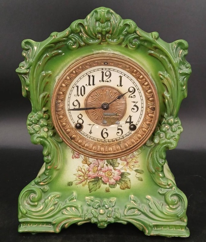 Ansonia Porcelain Mantel Clock "Torn"