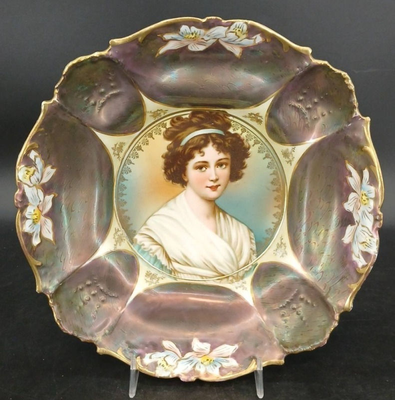 R.S. Prussia Portrait Bowl, Tiffany finish