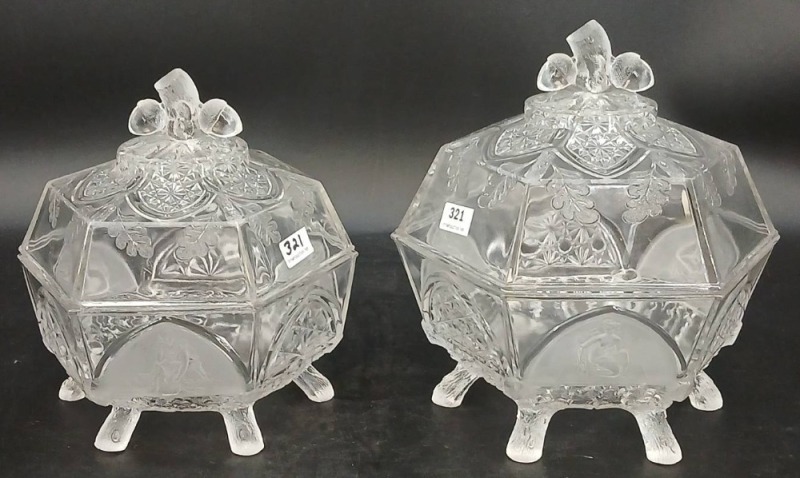 (2) EAPG lidded Dishes in No. 403 Classic Pattern