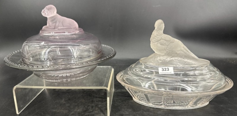 (2) EAPG Lidded Glass Dishes