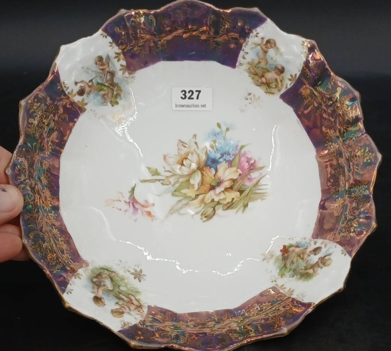 Porcelain Footed Bowl with Cherub Design