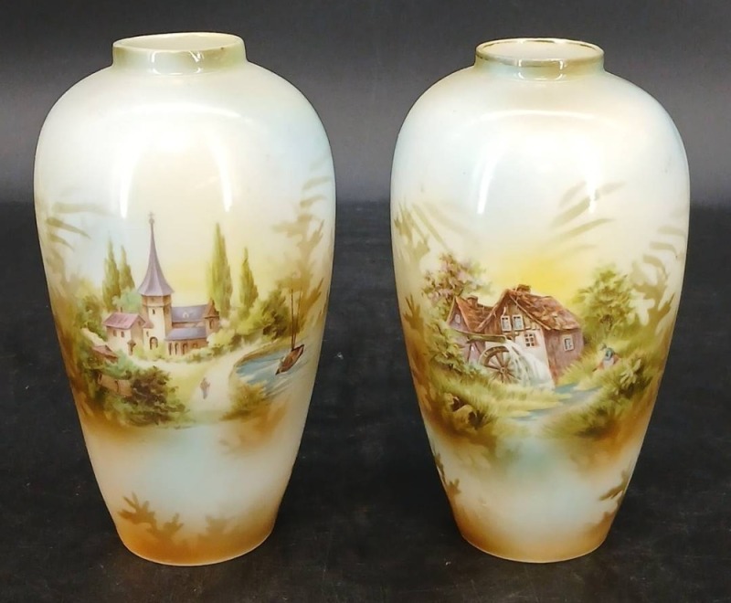(2) RS Prussia-style Porcelain Vases