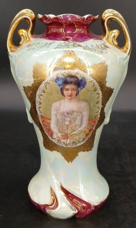 E.S. Germany Porcelain Portrait Vase