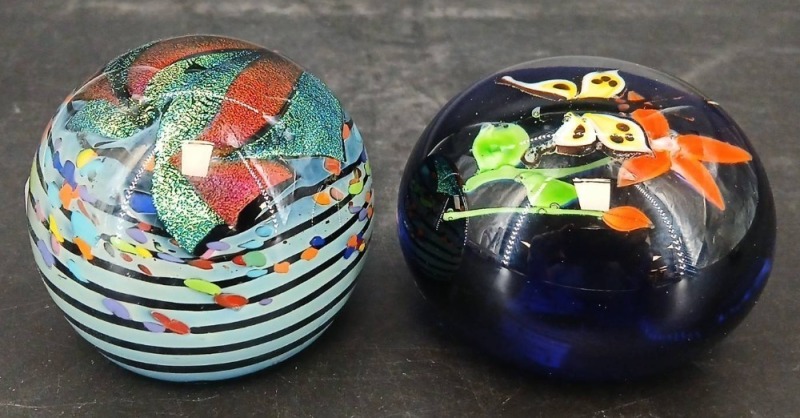 (2) Art Glass Paperweights