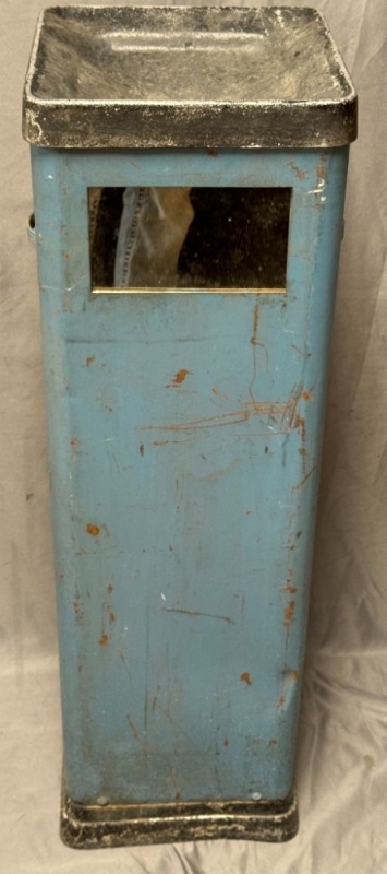 Metal Trash Receptacle with Mirror, 40" Tall