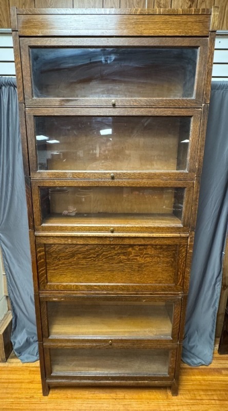 Gunn Sectional Oak Bookcase with Secretary Drop-front Desk