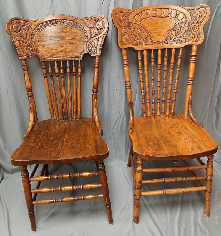 Carved Wooden Spindle Back Chairs