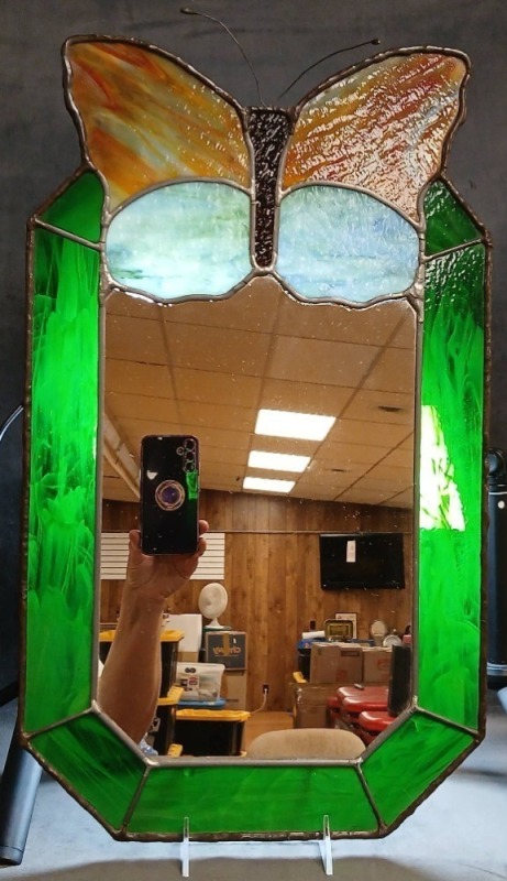 Stained Glass Butterfly Wall Mirror