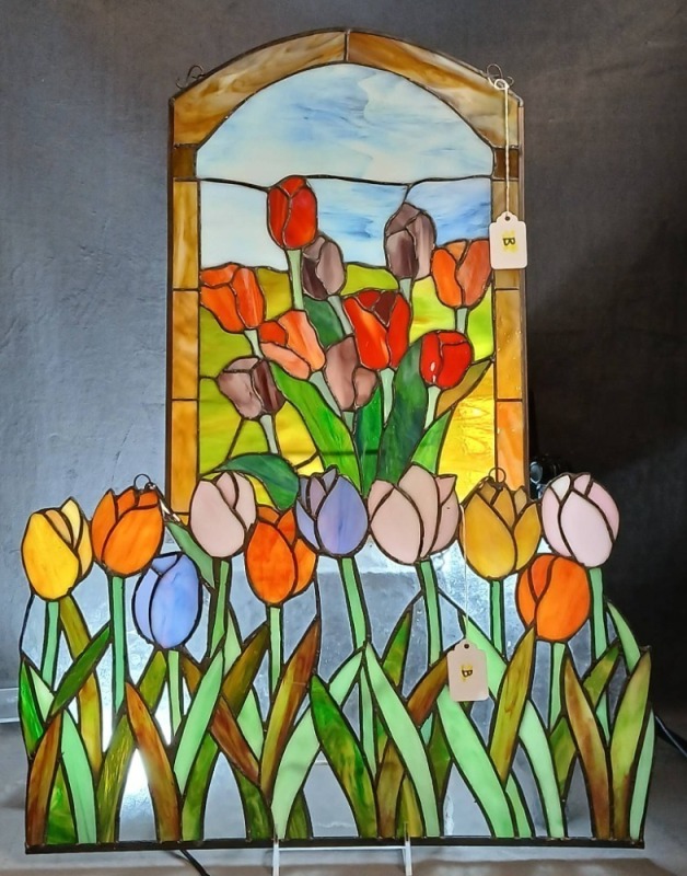 (2) Stained Glass Tulip Panels