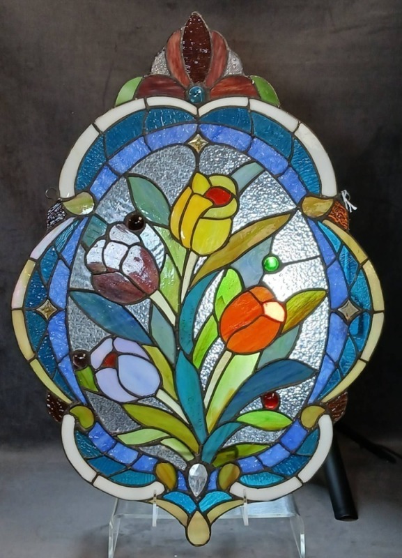 Leaded Stained Glass Floral Panel