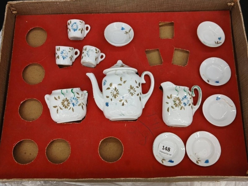 Porcelain Miniature Tea Set in Box