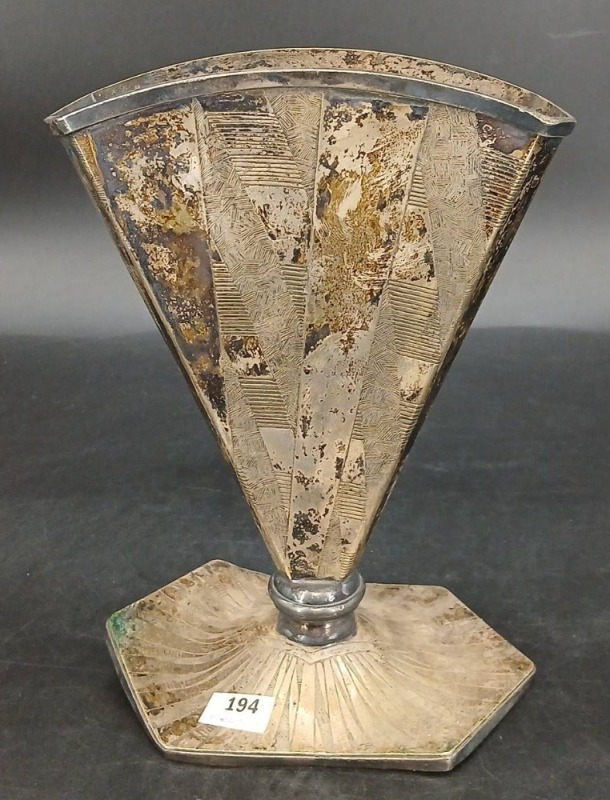 B.M. MTS Silverplated Fan Vase, USA