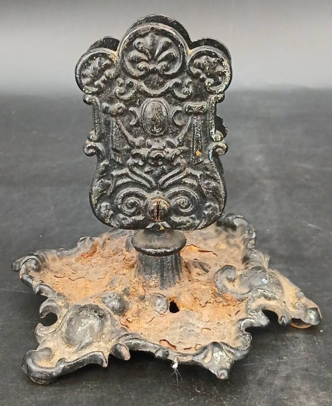 Cast Iron Art Nouveau Ashtray/Matchbox Holder