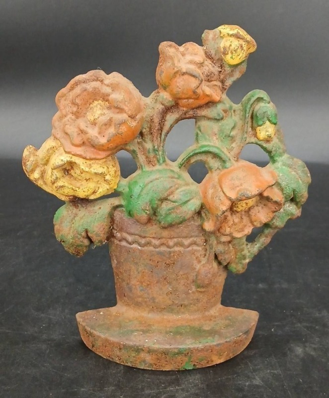 Cast Iron Basket of Flowers Doorstop
