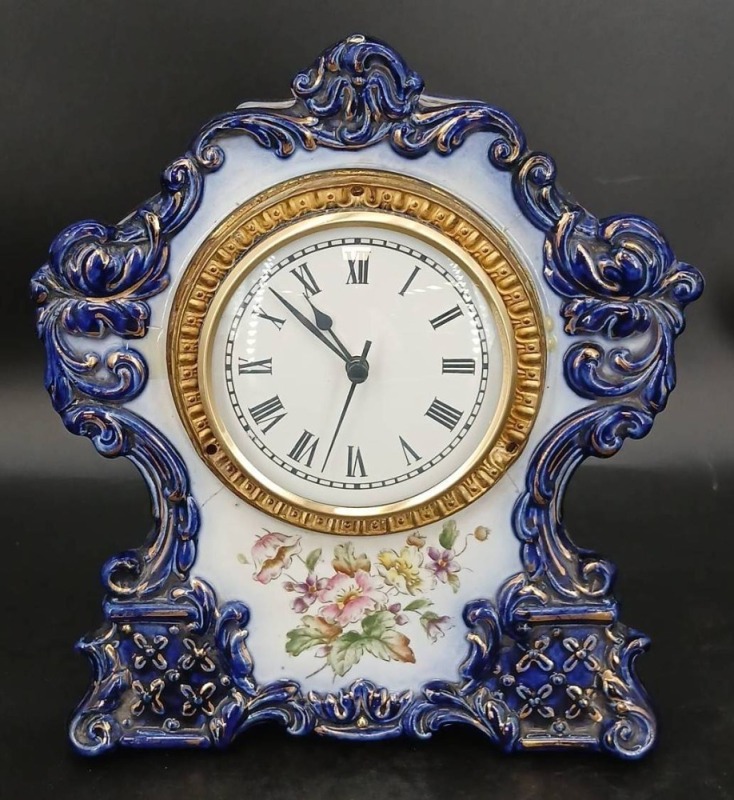 Tartar Porcelain Floral Mantel Clock
