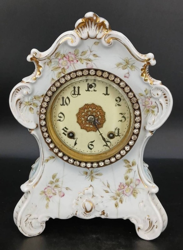 Silesien Germany Porcelain Mantel Clock
