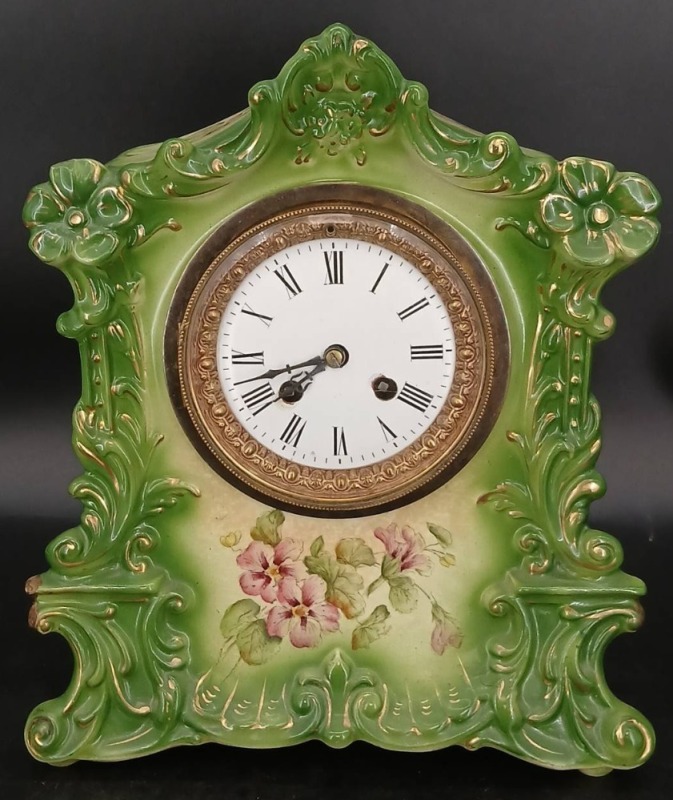 French Porcelain Mantel Clock, Paris Marked