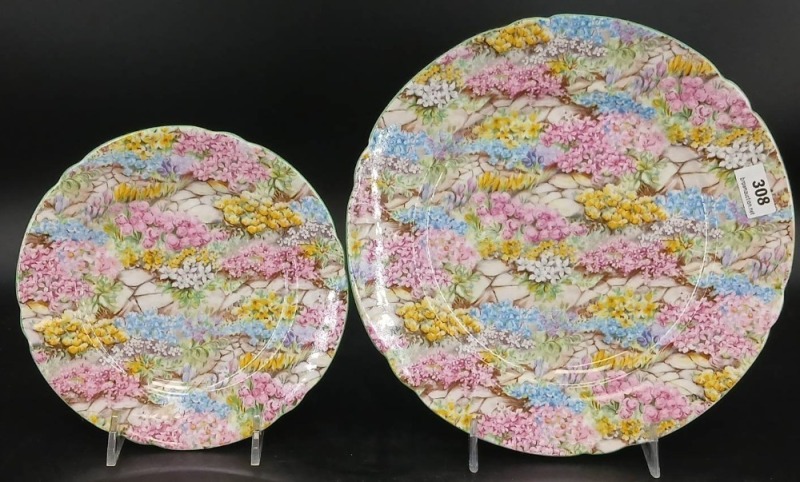 (2) Shelley Rock Garden Bone China Plates