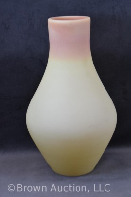 Fenton Burmese Art Glass 13"h vase with large flower design - 5