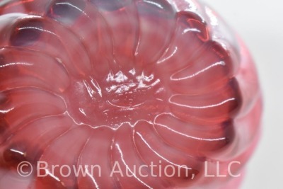 Fenton Art Glass cranberry opalescent Hearts optic 5"h cov. powder jar - 8