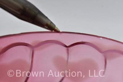 Fenton Art Glass cranberry opalescent Hearts optic 5"h cov. powder jar - 10