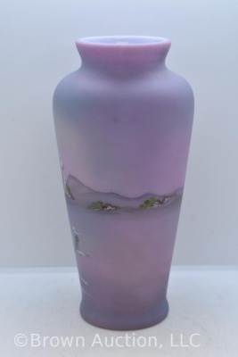 Fenton Art Glass satin lavender 10.5" Lighthouse/ sea short vase - 3