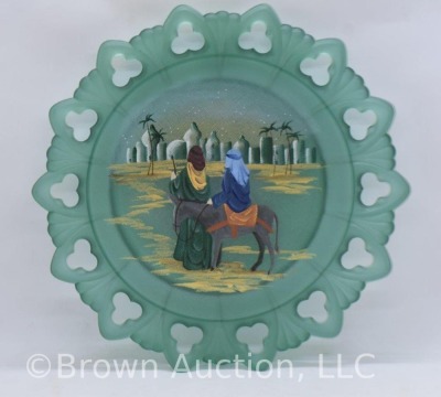 Fenton Art Glass LE 1998 hp Christmas plate with matching bell - 3