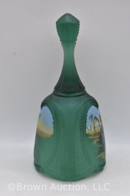Fenton Art Glass LE 1998 hp Christmas plate with matching bell - 12