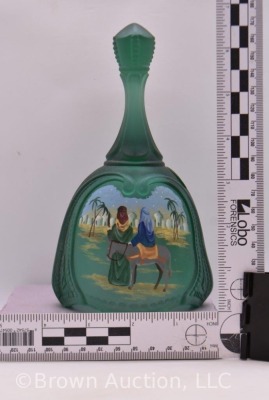 Fenton Art Glass LE 1998 hp Christmas plate with matching bell - 14