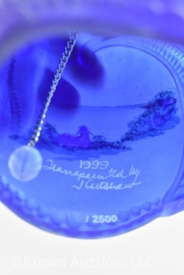 Fenton Art Glass LE 1999 hp Christmas plate with matching bell - 15