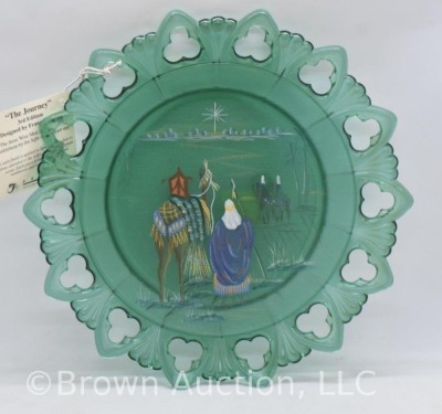 Fenton Art Glass LE 2000 hp Christmas plate with matching bell - 3
