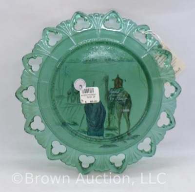 Fenton Art Glass LE 2000 hp Christmas plate with matching bell - 5