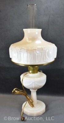Aladden ivory alacite elec. kerosene lamp, tall Lincoln Drape base - 4
