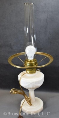 Aladden ivory alacite elec. kerosene lamp, tall Lincoln Drape base - 5