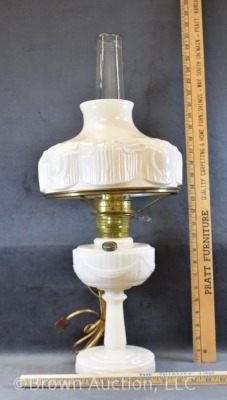 Aladden ivory alacite elec. kerosene lamp, tall Lincoln Drape base - 11