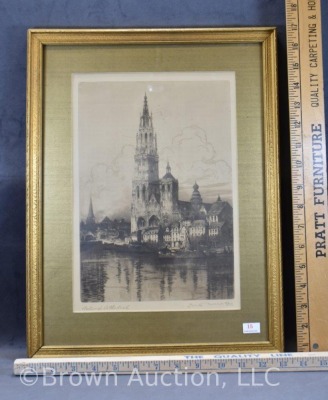 Louis Whirter Early 20th Century etching - Antwerp Cathedral - 6