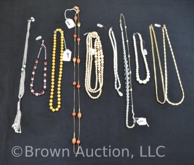 Assortment of costume jewelry - glass beads and pearl-like