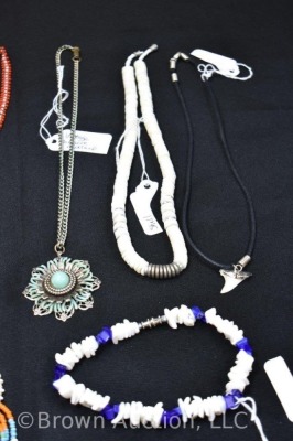 Assortment of costume jewelry incl. shell, beaded, conch belt, etc. - 6