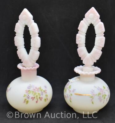 Pair of Fenton perfume bottles with HP Kristen's Floral pattern, 7.5" - 4